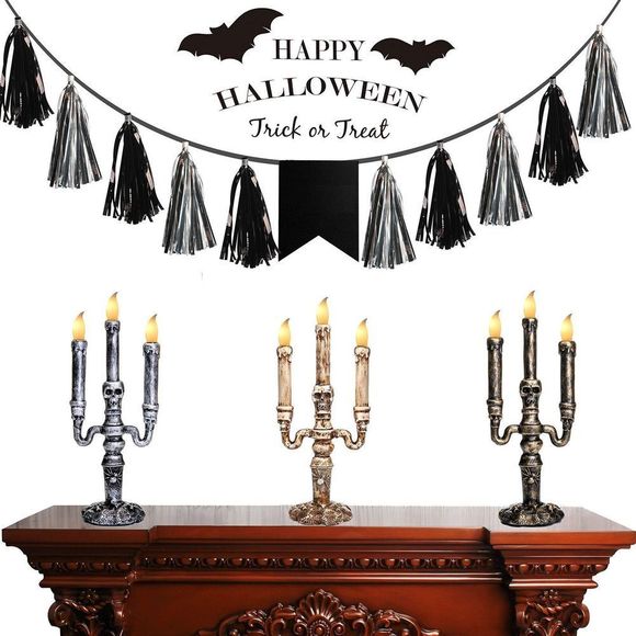 LED Halloween skull Head Flameless Candles,Lamp Battery Operated- Gold - Picture 4 of 4